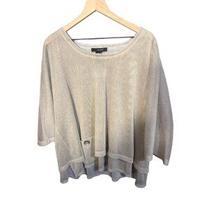 Ali Miles Lagenlook Beige Layered 1X Top With Button Details‎ & Front Pocket